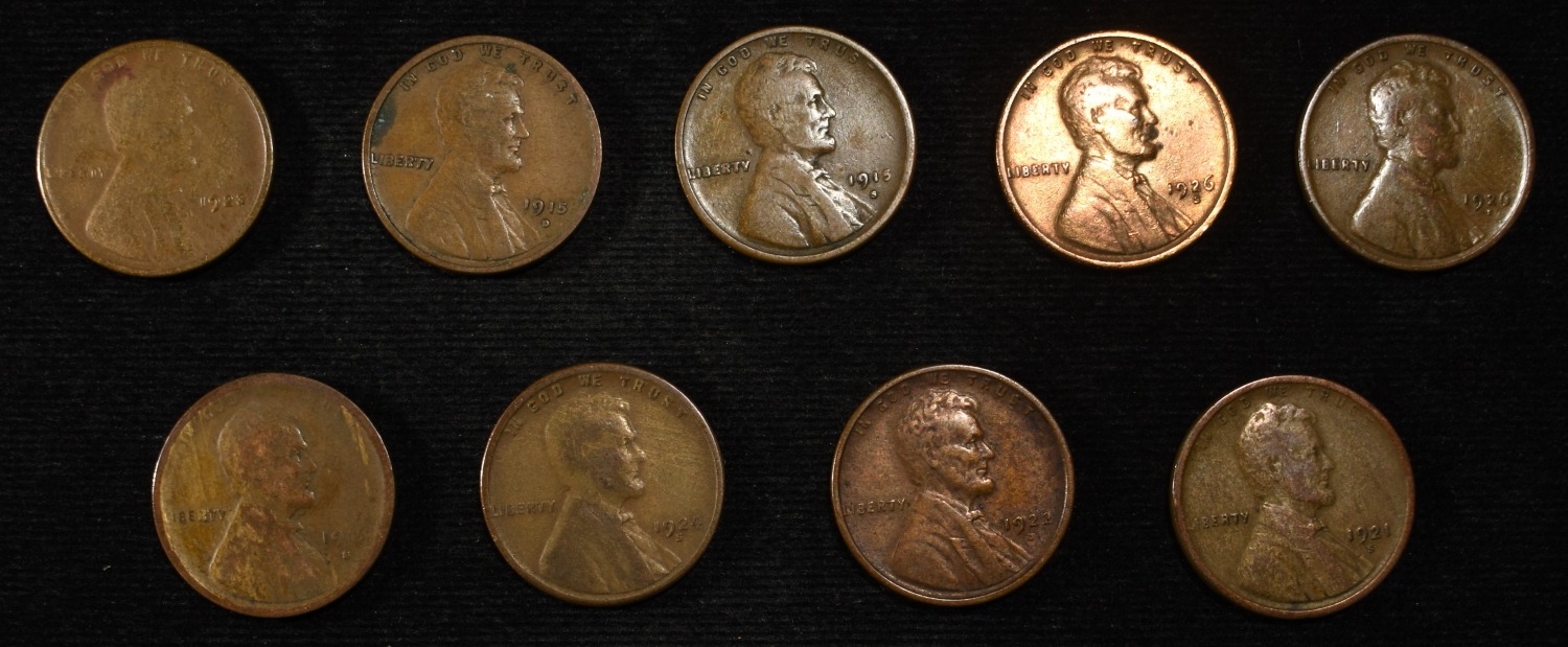9 NICE EARLY SEMIKEY WHEAT CENTS