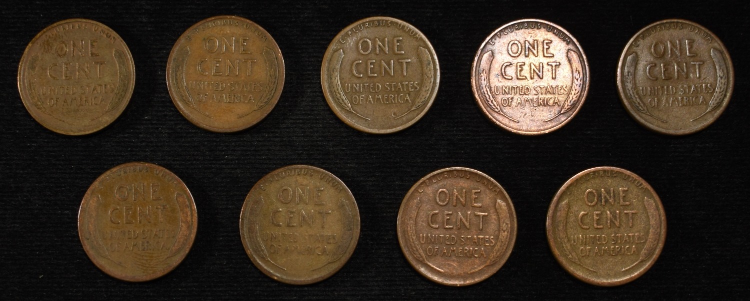 9 NICE EARLY SEMIKEY WHEAT CENTS