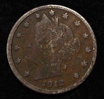 1912-D 'V' NICKEL FINE/VF. WEEKLY COIN & CURRENCY AUCTIONS ESTIMATE $240 - $290.