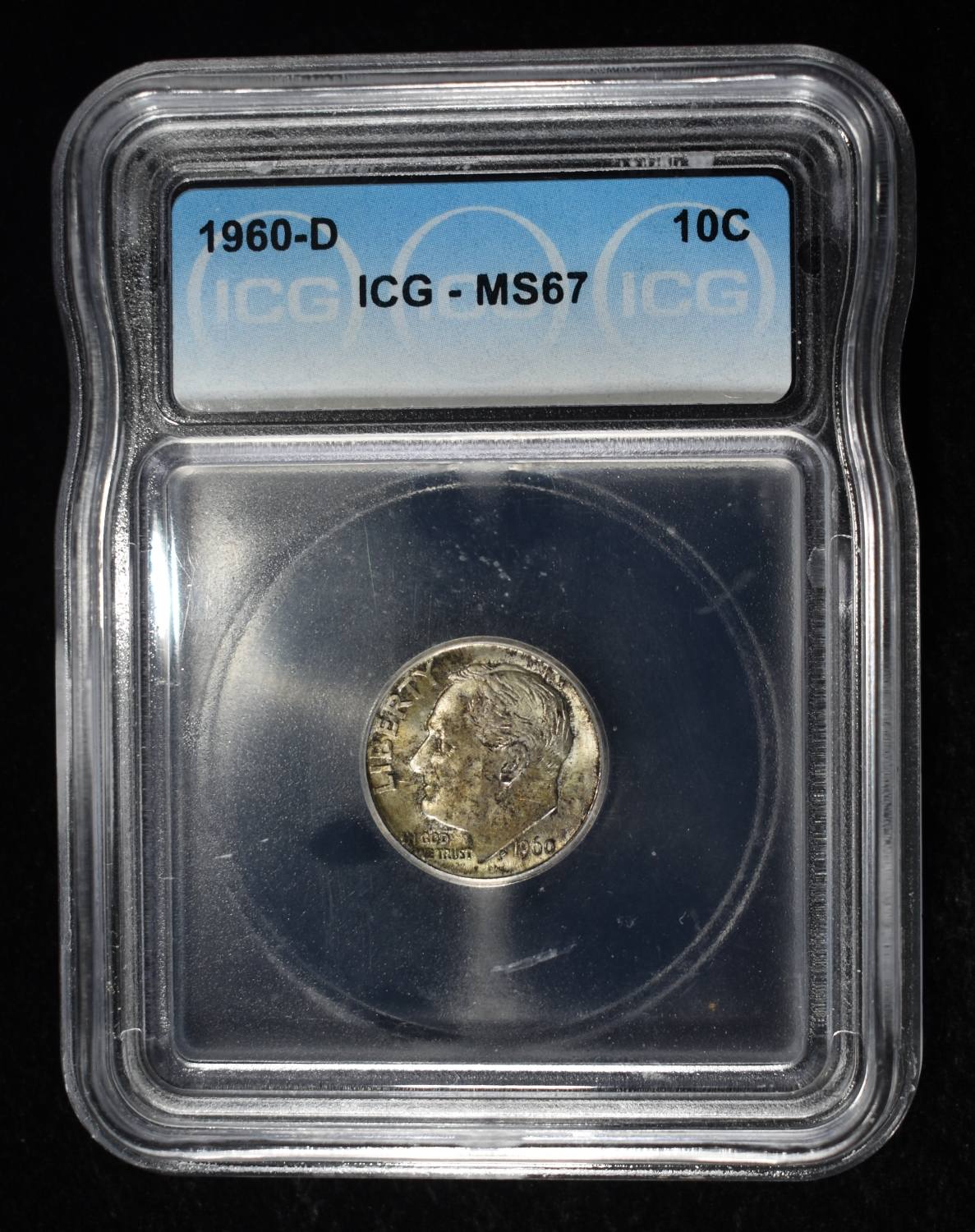 1960-D ROOSEVELT DIME ICG MS67