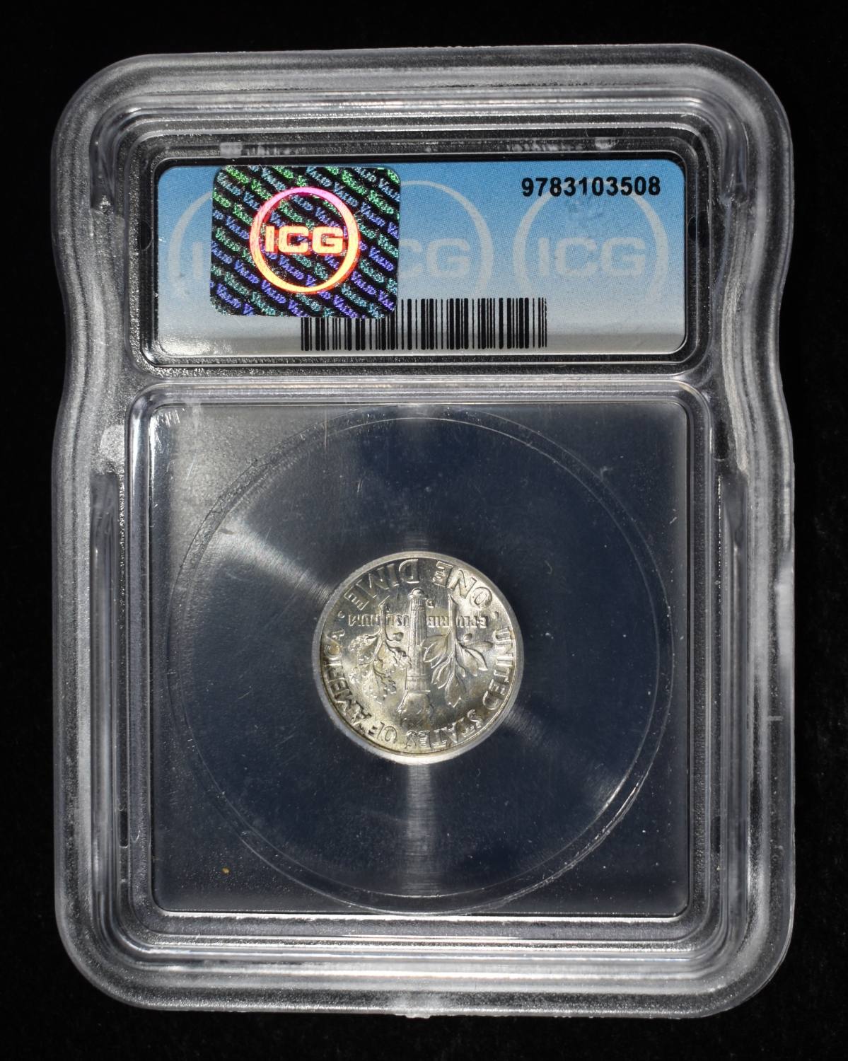1960-D ROOSEVELT DIME ICG MS67