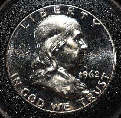 1962 FRANKLIN HALF DOLLAR PROOF. LEADERS IN ON-LINE AUCTIONS ESTIMATE $80 - $120.