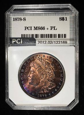 1878-S MORGAN DOLLAR PCI SUPERB GEM BU PL. TOP RATED AUCTION HOUSE ESTIMATE $625 - $725.