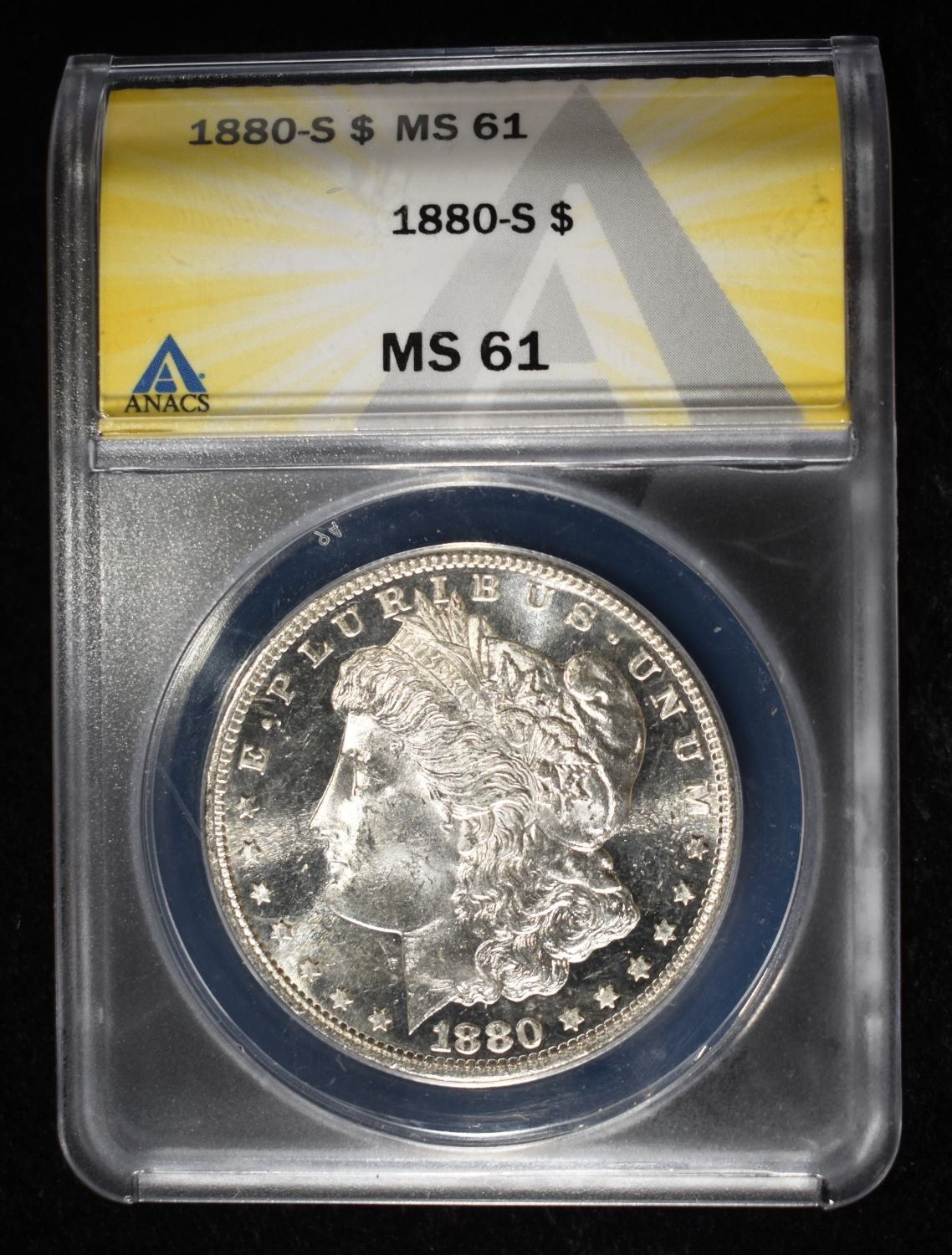 1880-S MORGAN DOLLAR ANACS MS-61 LOOKS PL
