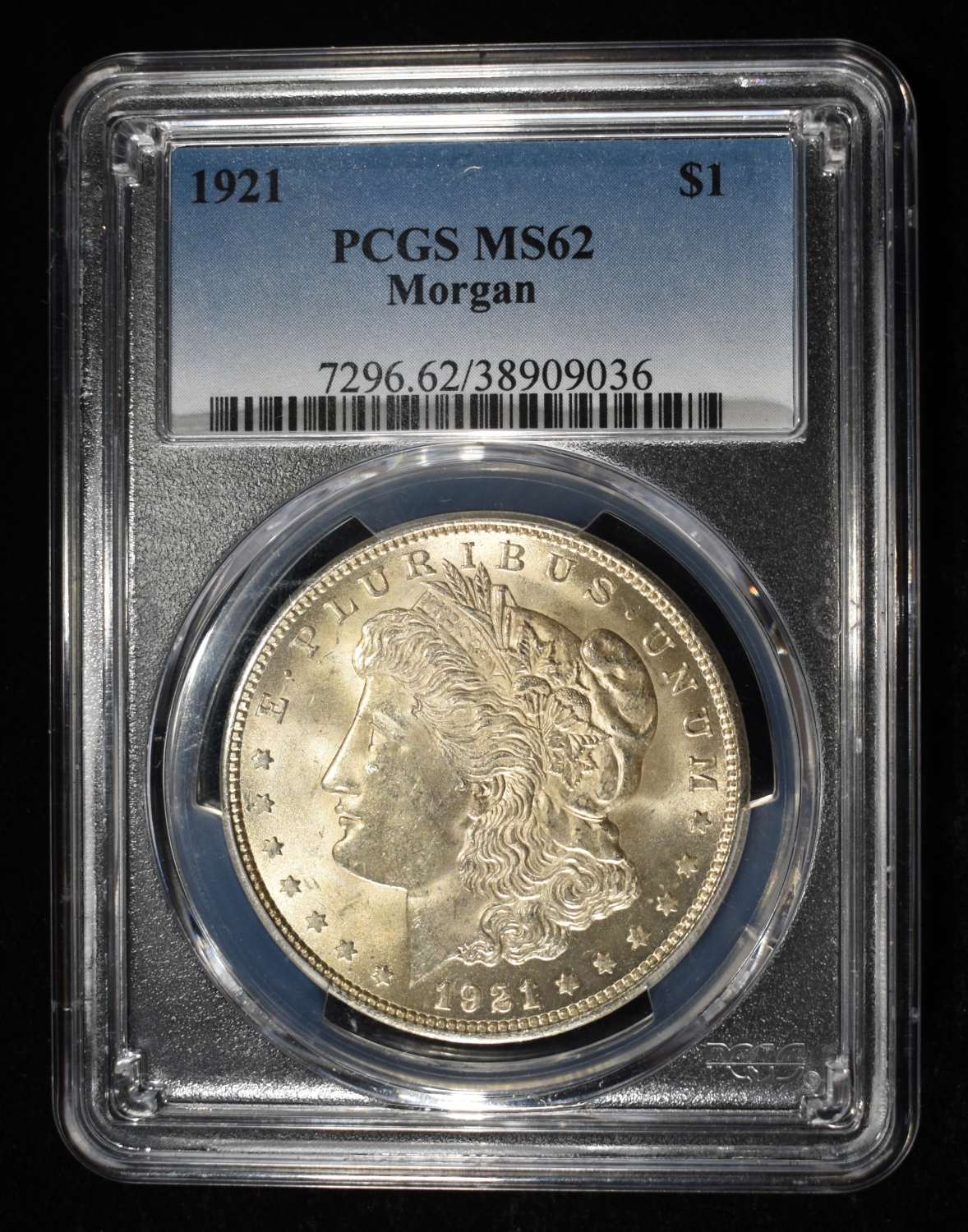1921 MORGAN DOLLAR PCGS MS-62