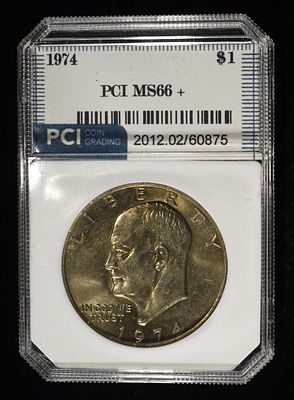 1974 EISENHOWER DOLLAR PCI SUPERB GEM BU. BID WITH SILVER CITY AUCTIONS ESTIMATE $60 - $80.
