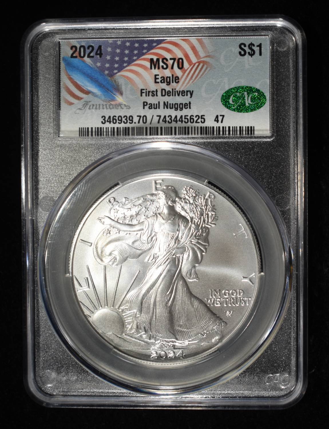 2024 AMERICAN SILVER EAGLE CAC MS70