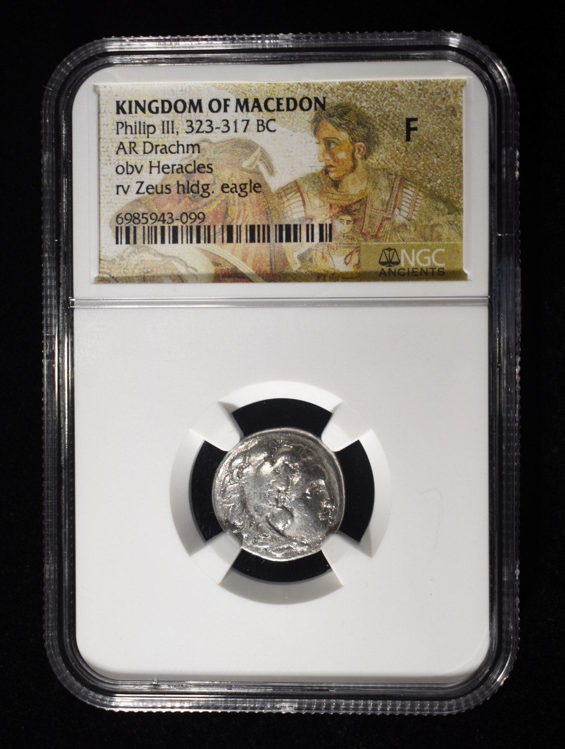 323-317 BC PHILIP III AR DRACHM NGC F