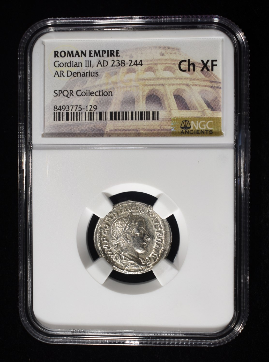 AD 238-244 GORDIAN III AR DENARIUS NGC CH XF
