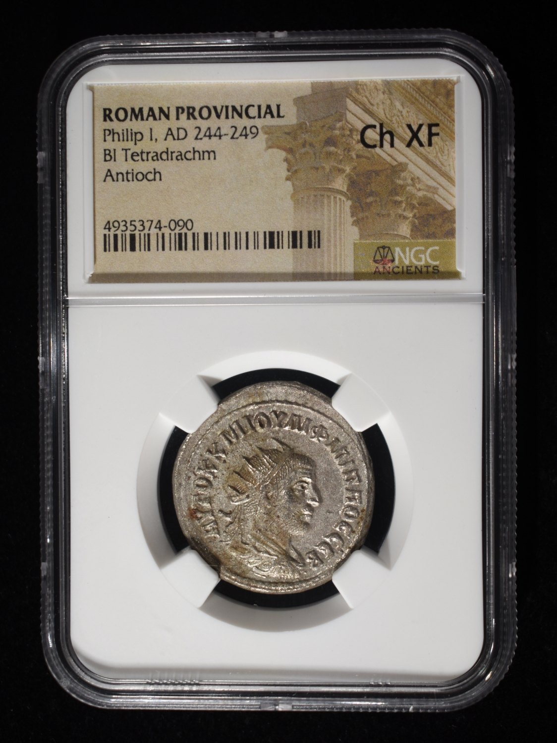 AD 244-249 PHILIP I BI TETRADRACHM NGC CH XF