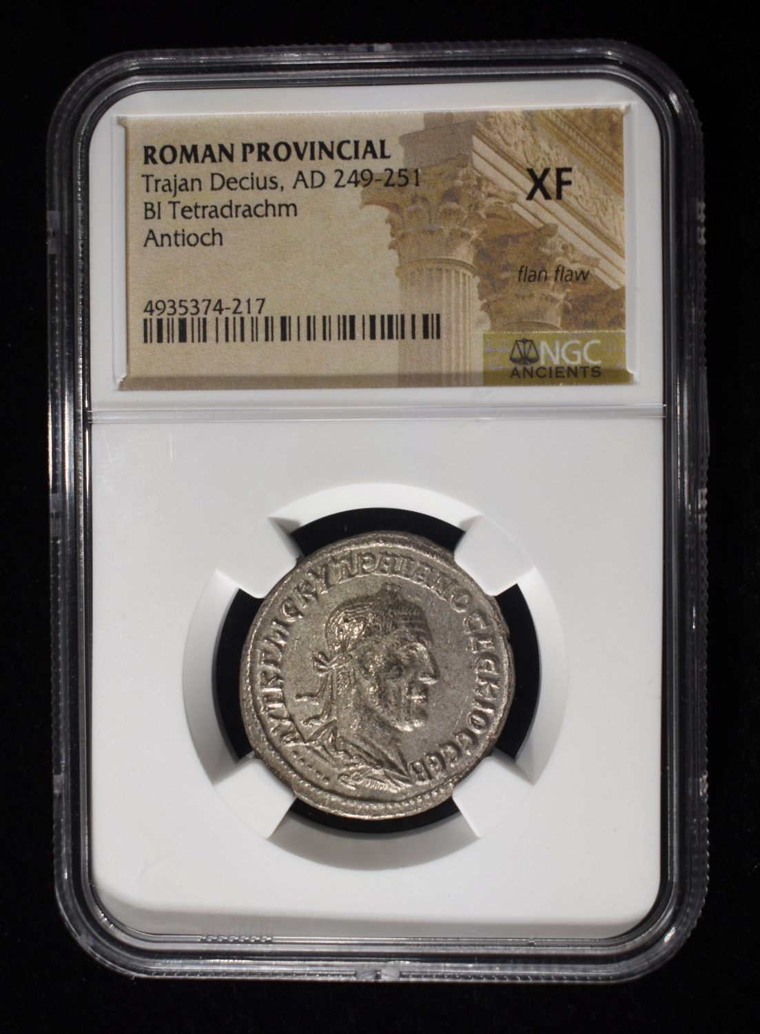AD 249-251 TRAJAN DECIUS BI TETRADRACHM NGC XF