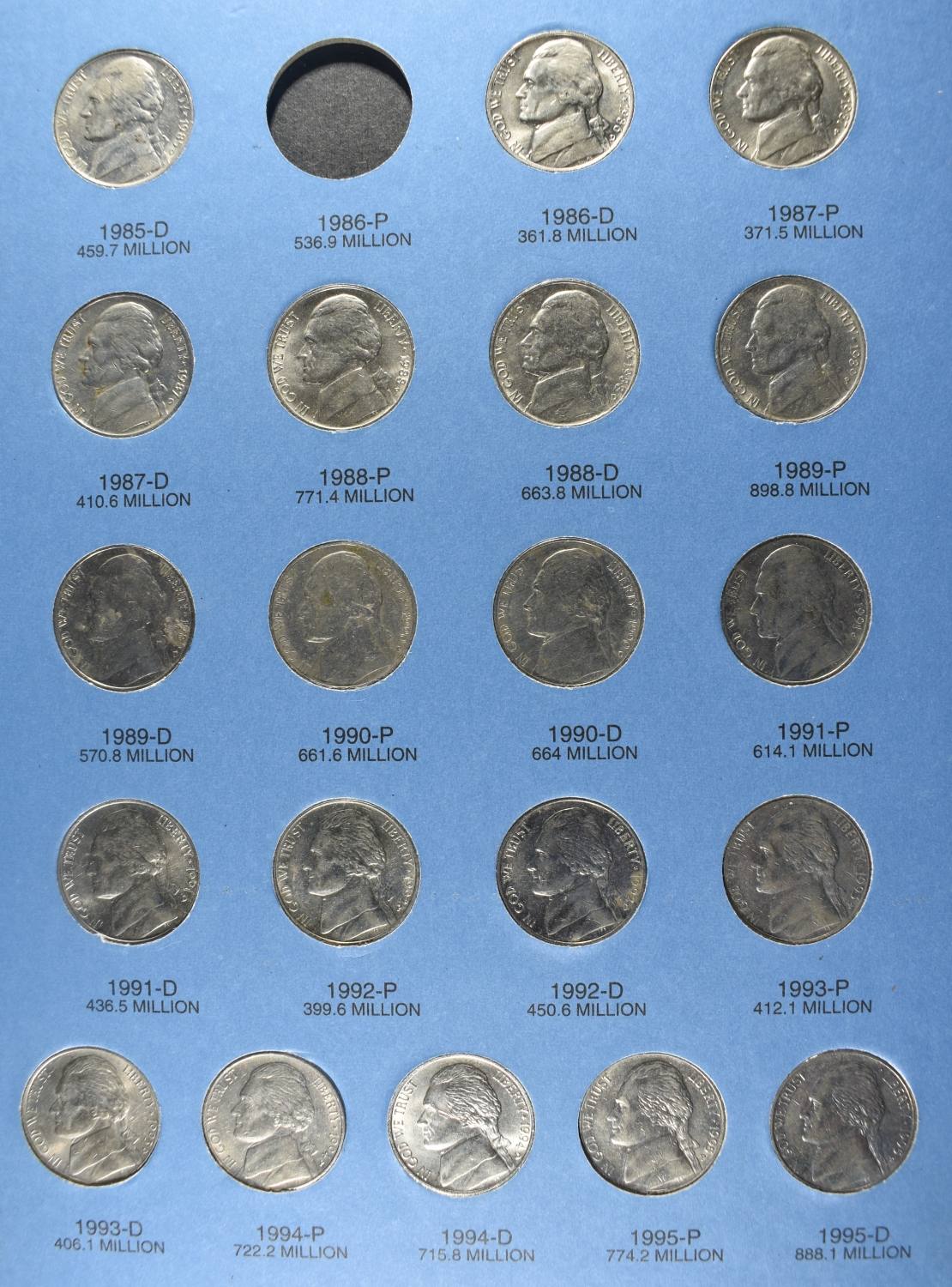 (5) JEFFERSON NICKEL COLLECTIONS