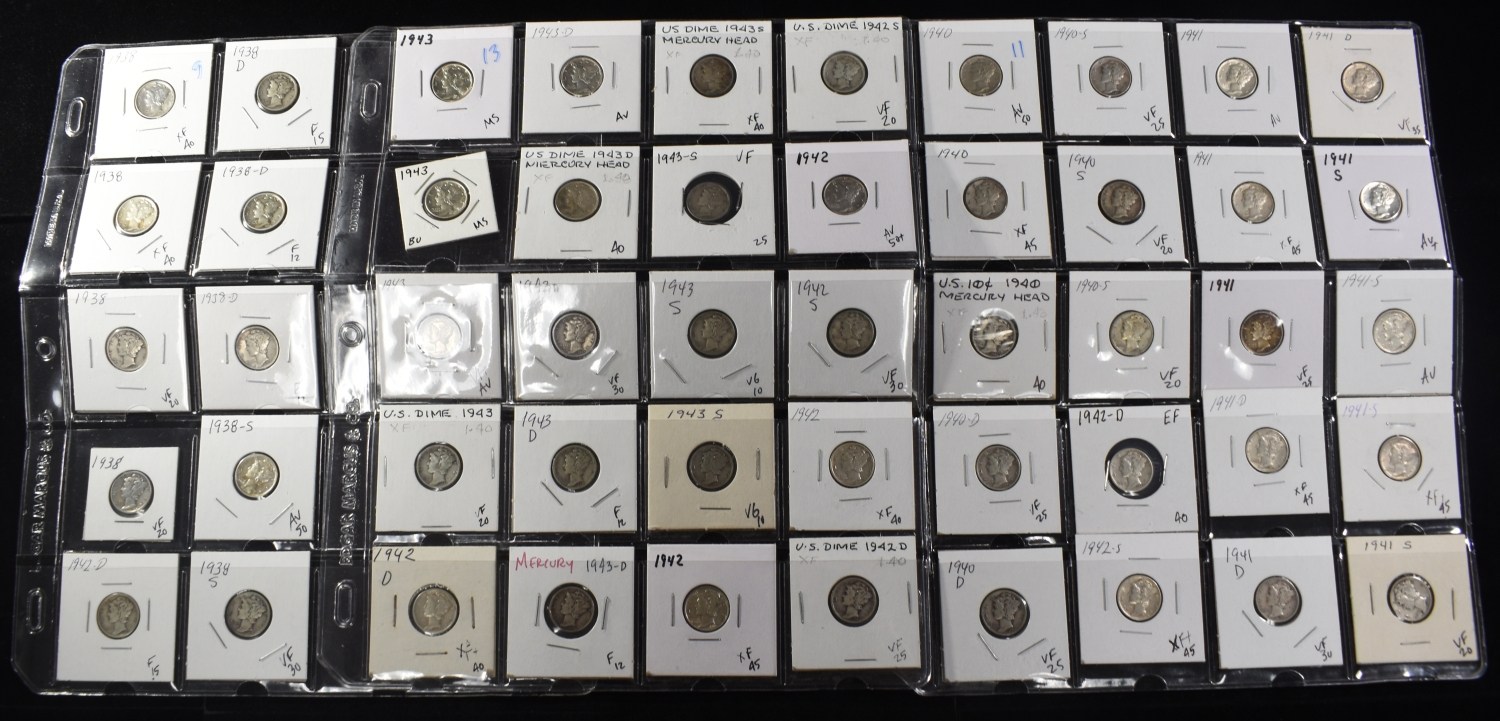 (50) 90% SILVER MERCURY DIMES