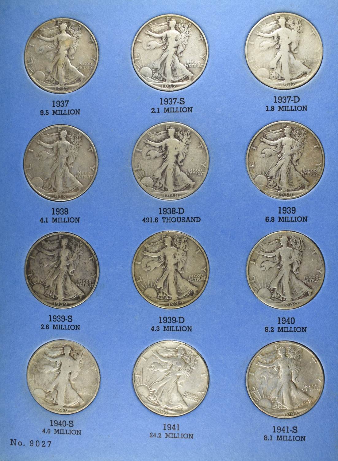 1937-1947 HALF DOLLARS WHITMAN ALBUM W/ 29 COINS