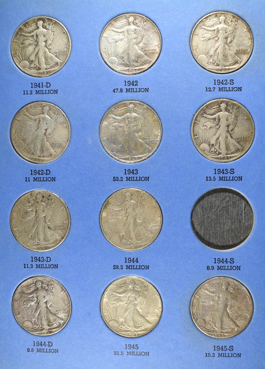 1937-1947 HALF DOLLARS WHITMAN ALBUM W/ 29 COINS