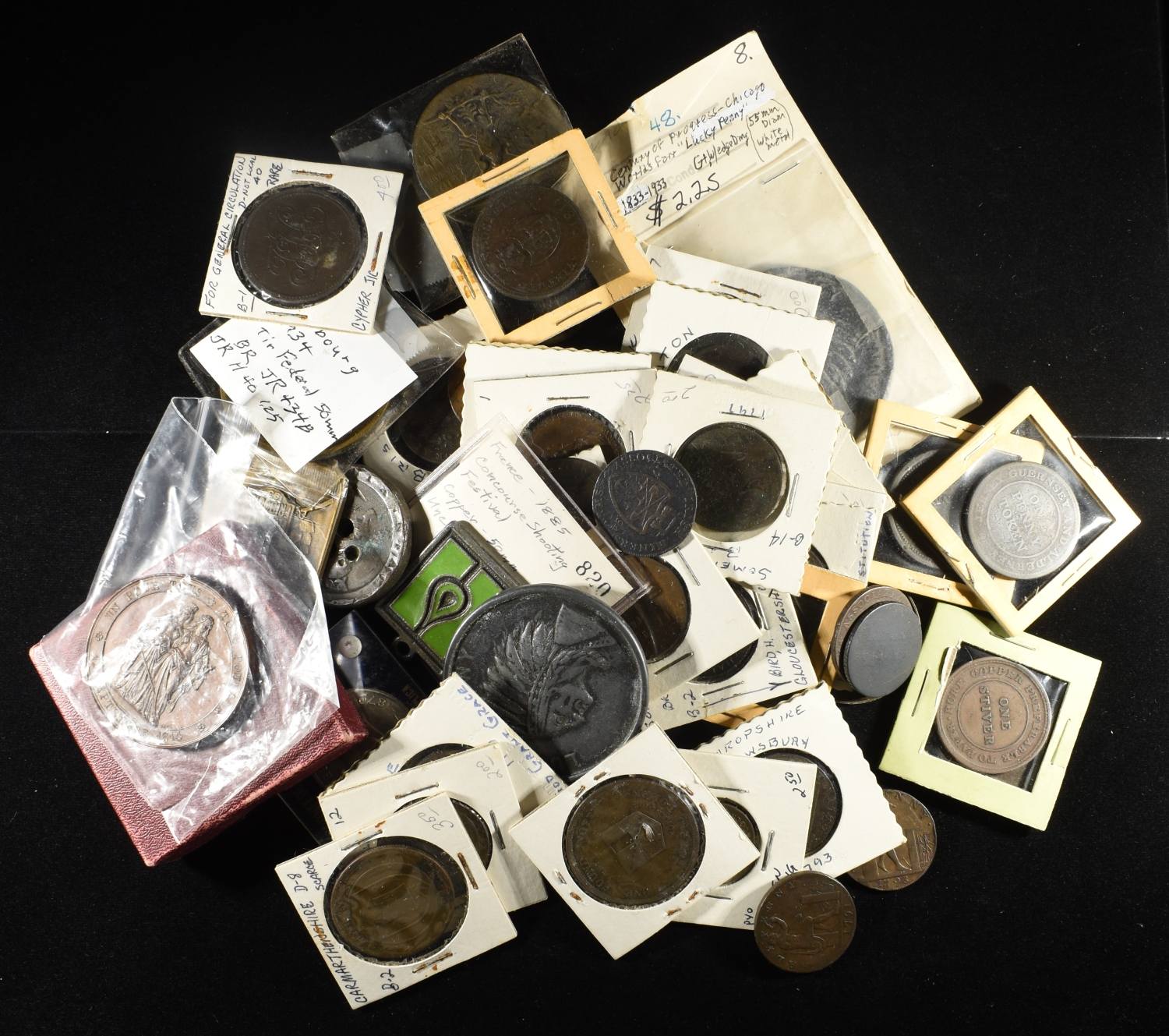 (50) MISC. TOKENS AND MEDALS