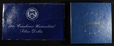 1976 SILVER PROOF SET & 1971 IKE SILVER DOLLAR. WEEKLY COIN & CURRENCY AUCTIONS ESTIMATE $80 - $120.
