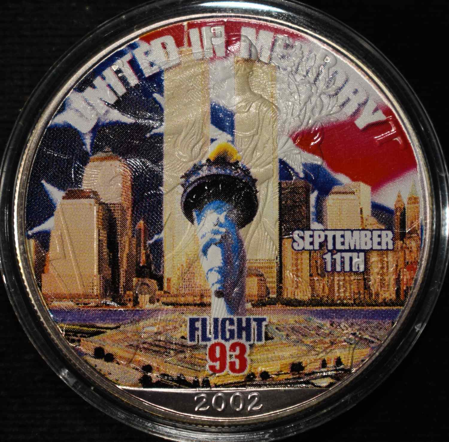 2002 AMERICAN SILVER EAGLE PAINTED MEMORIAL 9/11