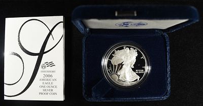 2006-W AMERICAN SILVER EAGLE PROOF. CHECK OUT OUR UPCOMING AUCTIONS ESTIMATE $100 - $150.