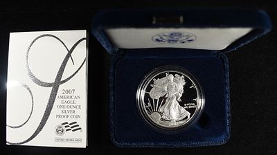 2007-W AMERICAN SILVER EAGLE PROOF. TOP RATED AUCTION HOUSE ESTIMATE $100 - $150.