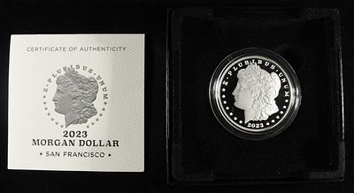 2023-S MORGAN DOLLAR PROOF. LEADERS IN ON-LINE AUCTIONS ESTIMATE $120 - $170.