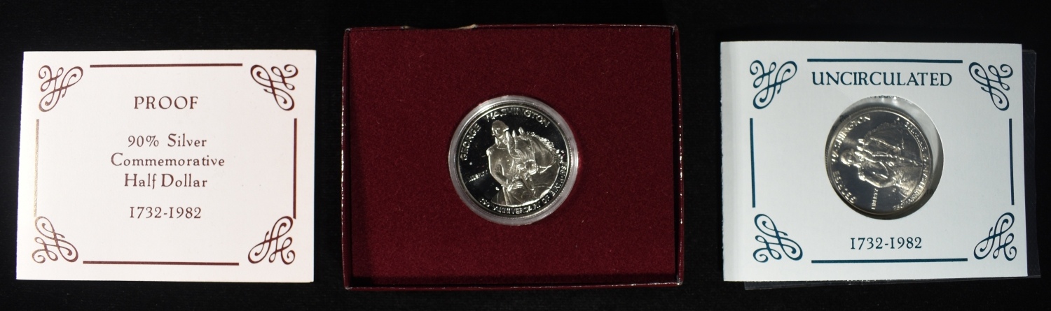 1982-S PROOF & 82-D UNC 50C COMMEMS