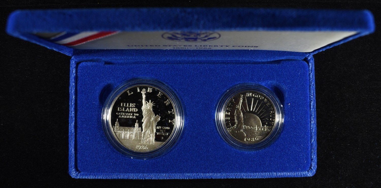 1986-S $1 & 50C STATUE OF LIBERTY COMMEMS