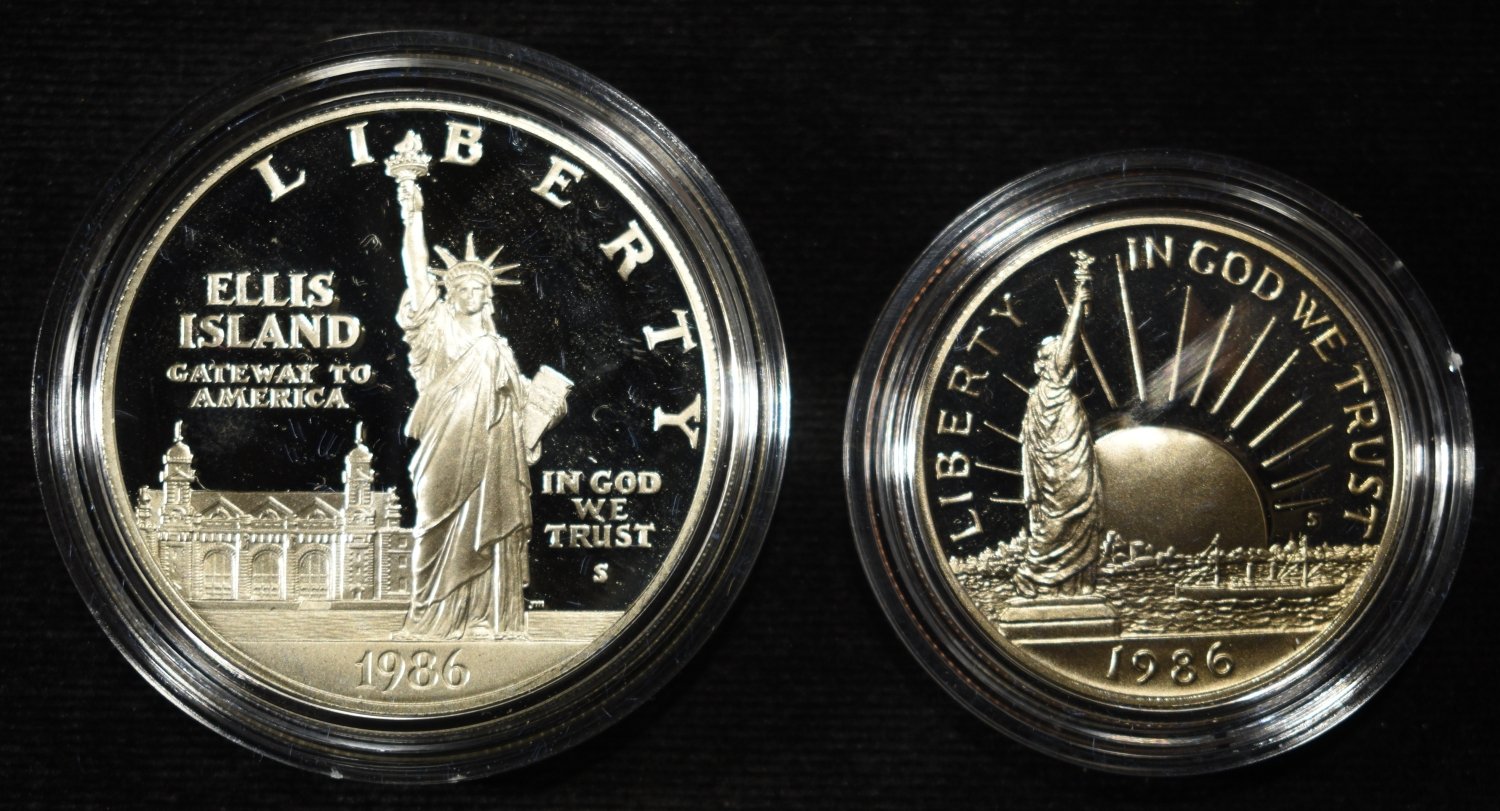 1986-S $1 & 50C STATUE OF LIBERTY COMMEMS