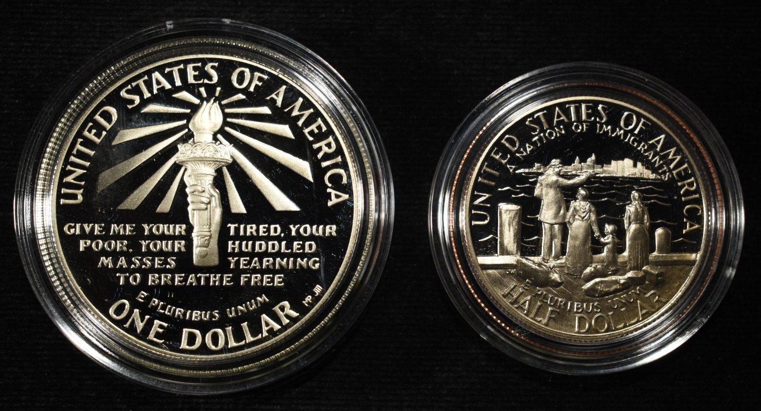 1986-S $1 & 50C STATUE OF LIBERTY COMMEMS