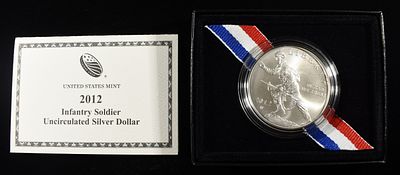 2012-W $1 COMMEM INFANTRY SOLDIER. CHECK OUT OUR UPCOMING AUCTIONS ESTIMATE $110 - $160.