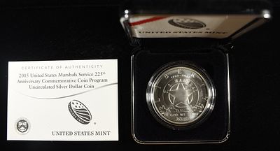 2015-P $1 COMMEM MARSHALS SERVICE. WEEKLY COIN & CURRENCY AUCTIONS ESTIMATE $110 - $160.