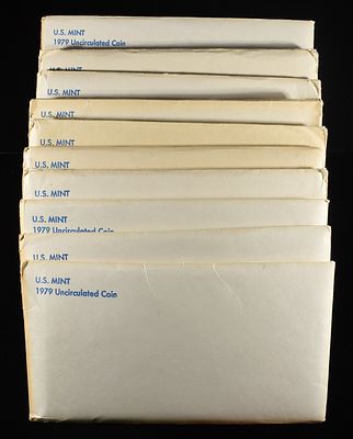 (10) 1979 U.S. MINT SETS. LEADERS IN ON-LINE AUCTIONS ESTIMATE $60 - $80.