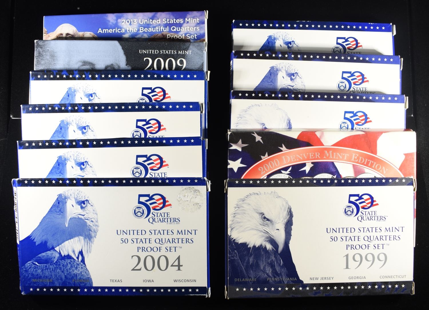 1999-2009 & 2013 QUARTER PROOF SETS MISSING 2007
