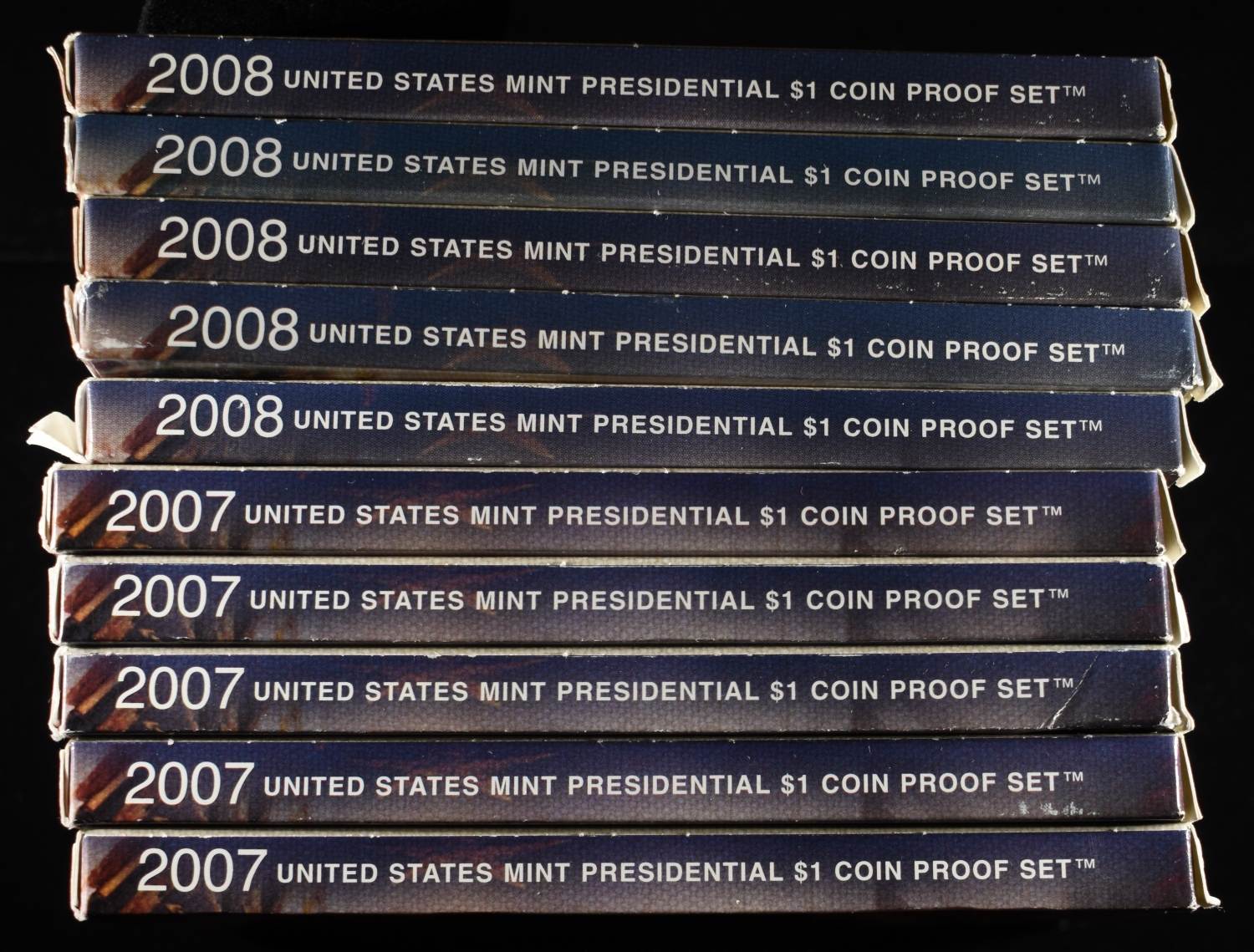 (5) 2007 & (5) 2008 $1 PRESIDENTAL PROOF SETS