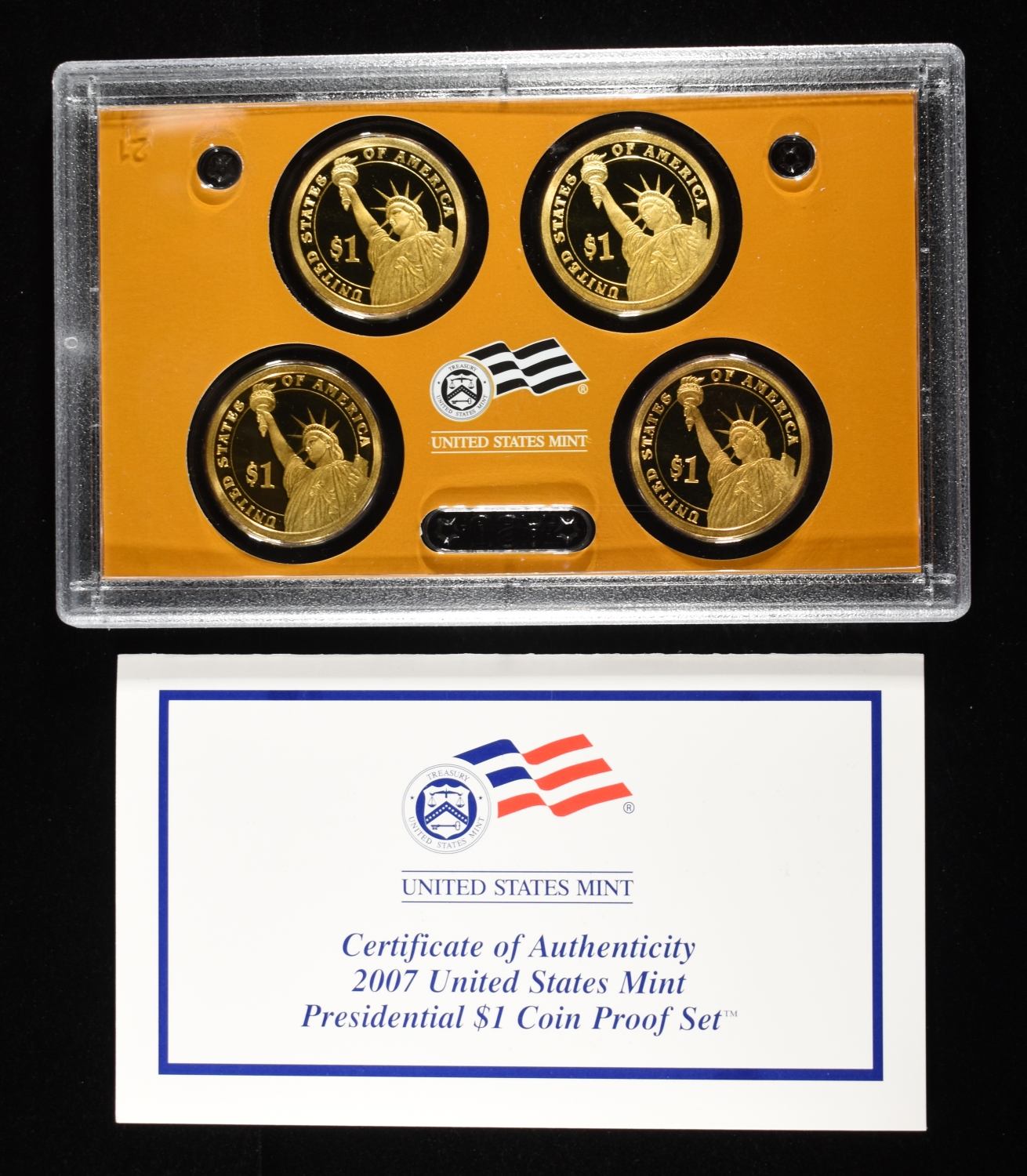 (5) 2007 & (5) 2008 $1 PRESIDENTAL PROOF SETS
