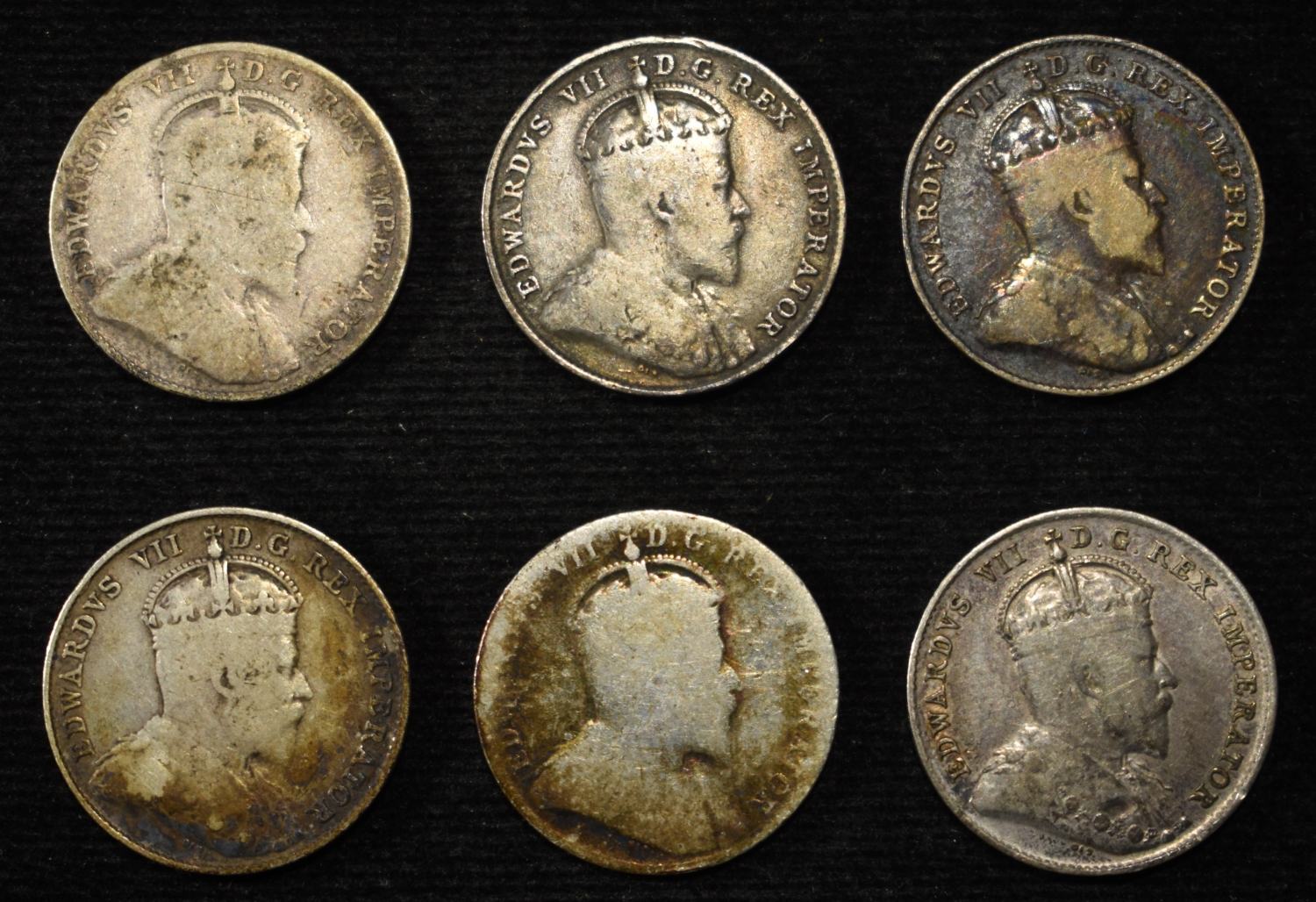 (6) 92.5% SILVER CANADIAN 10 CENTS