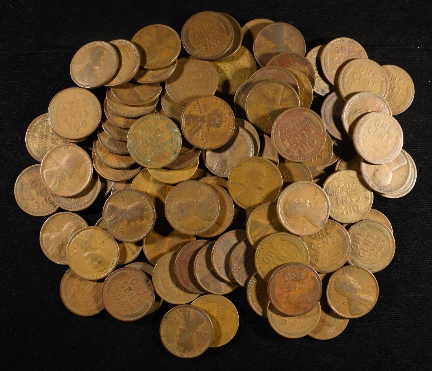 (105) WHEAT CENTS FROM THE TEENS