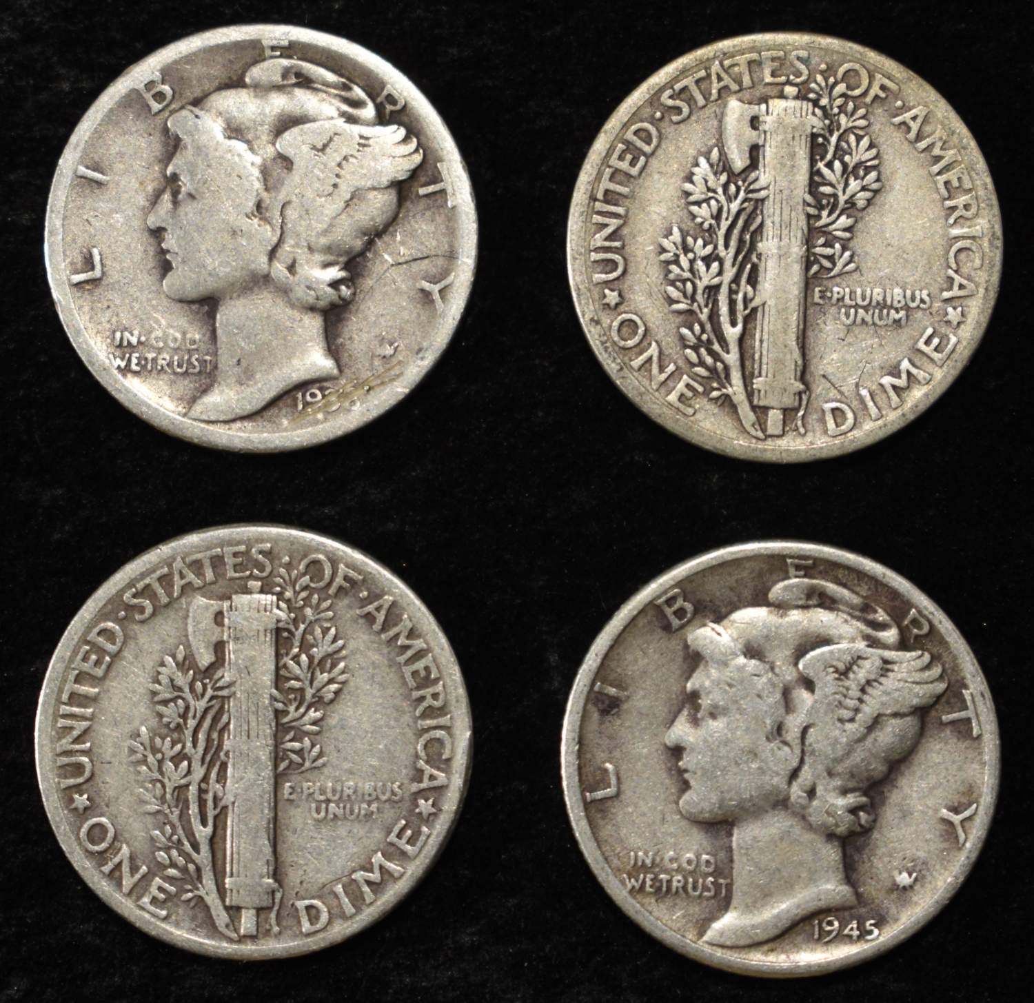 (50) MERCURY DIMES 90% SILVER