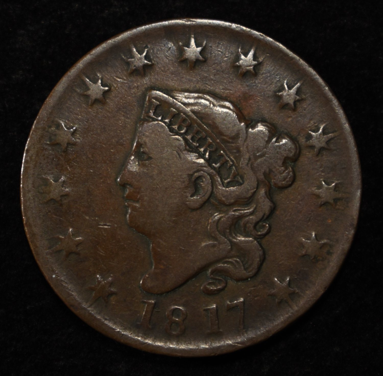 1817 LARGE CENT VF