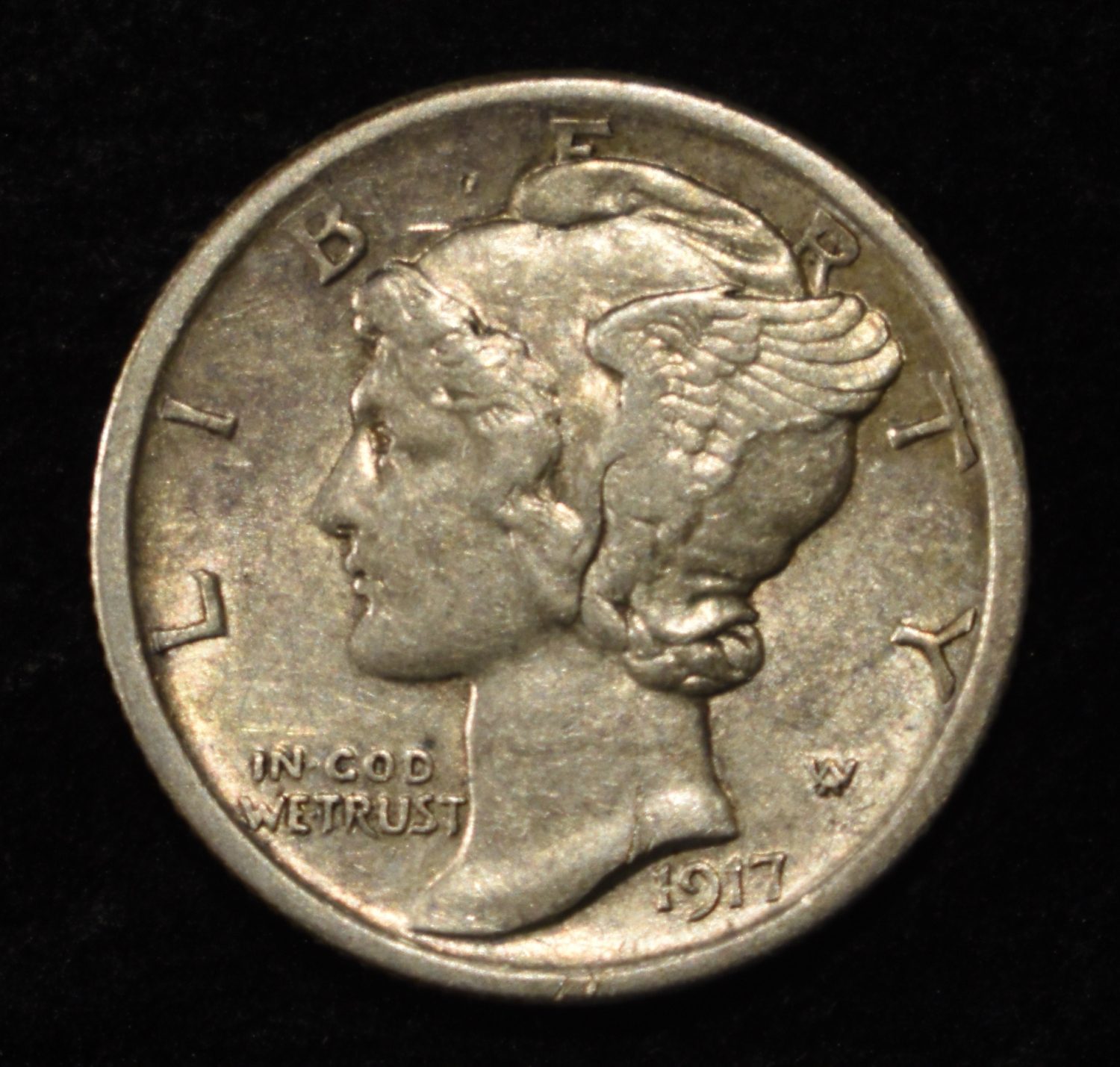 1917-D MERCURY DIME CH AU