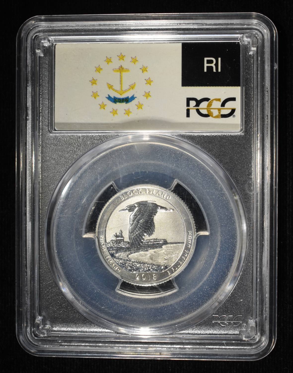 2018-S 25C BLOCK ISLAND NP SILVER PCGS REV PR70