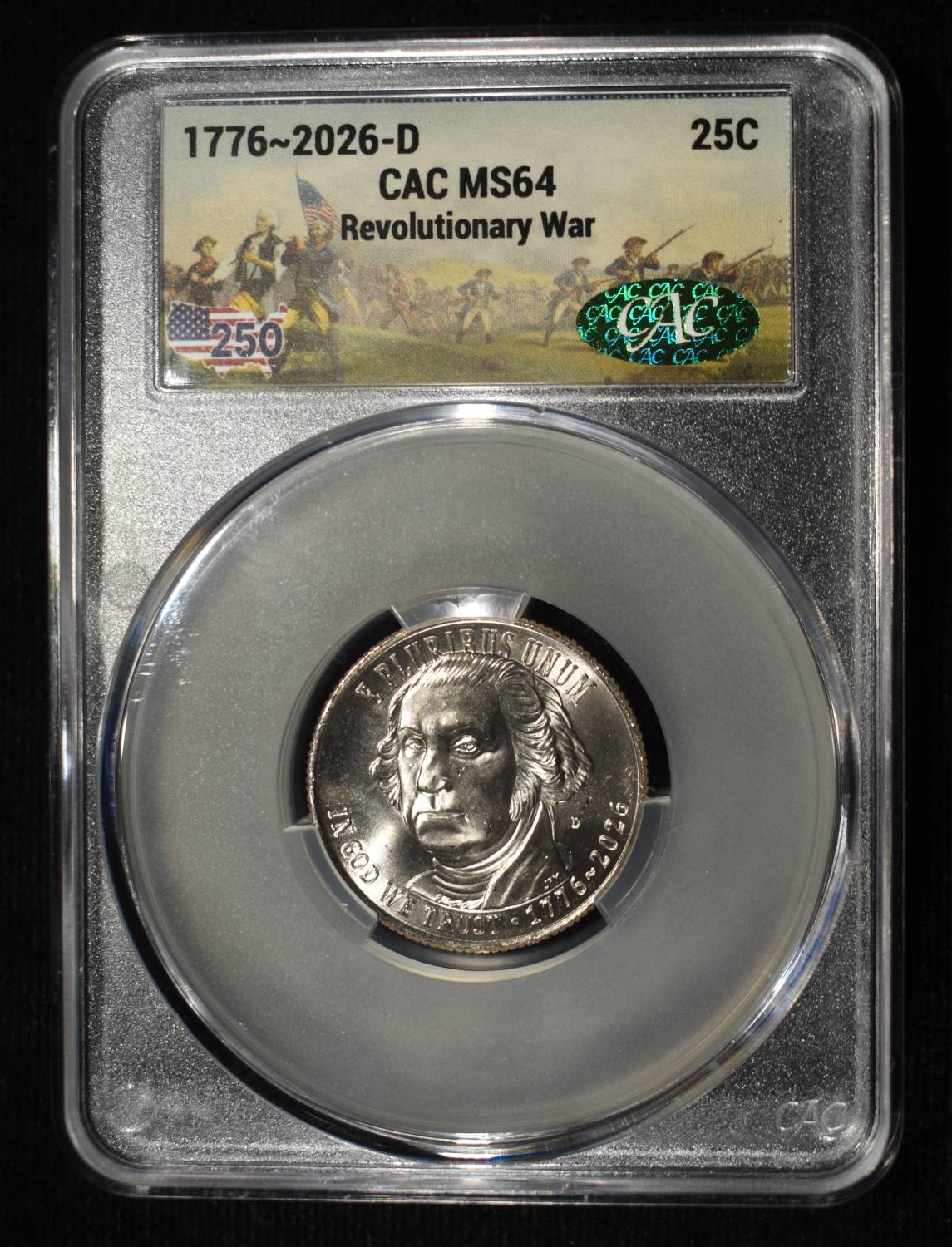 1776-2026-D REVOLUTIONARY WAR QUARTER CAC MS-64