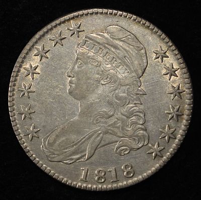 1818 BUST HALF DOLLAR CH AU. LEADERS IN ON-LINE AUCTIONS ESTIMATE $1000 - $1200.