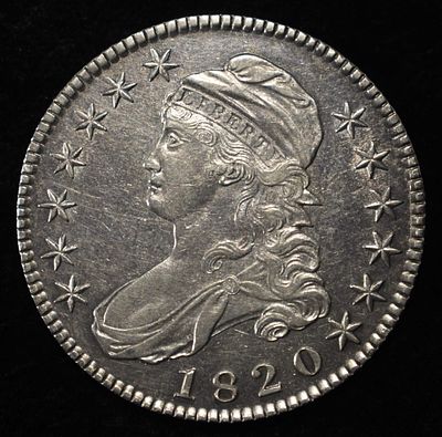 1820 BUST HALF DOLLAR CH AU. TOP RATED AUCTION HOUSE ESTIMATE $1800 - $2000.