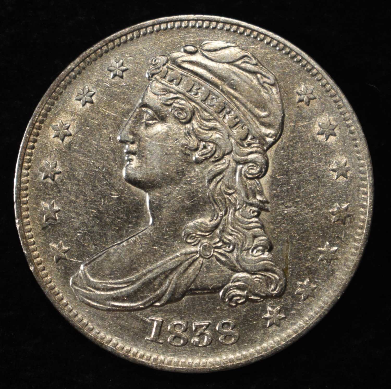 1838 BUST HALF DOLLAR AU/BU