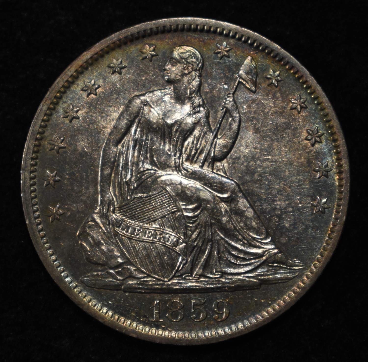 1859-O SEATED LIBERTY HALF DOLLAR CH BU