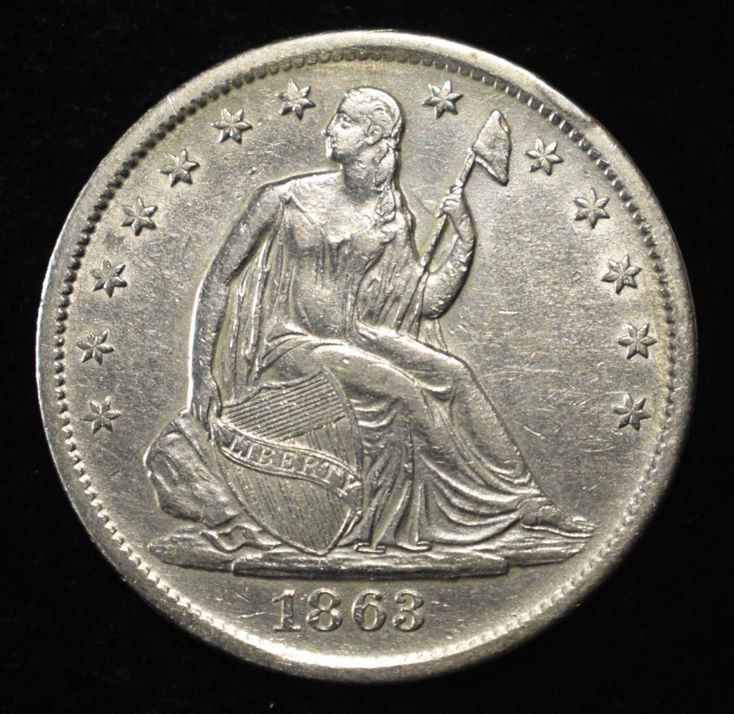 1863-S SEATED LIBERTY HALF DOLLAR AU/BU