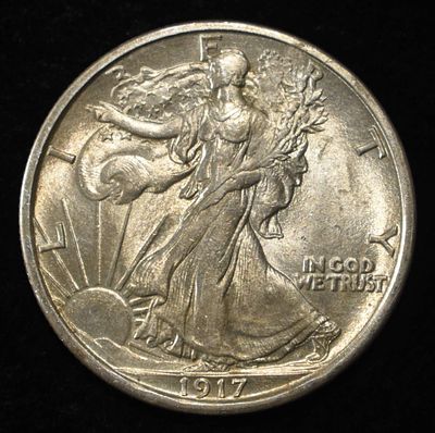 1917-S REV. WALKING LIBERTY HALF DOLLAR CH BU. TOP RATED AUCTION HOUSE ESTIMATE $1500 - $1800.