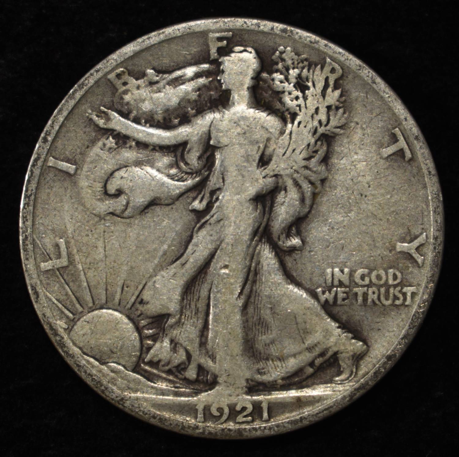 1921-S WALKING LIBERTY HALF DOLLAR FINE