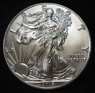 2017 AMERICAN SILVER EAGLE. TOP RATED AUCTION HOUSE ESTIMATE $90 - $130.